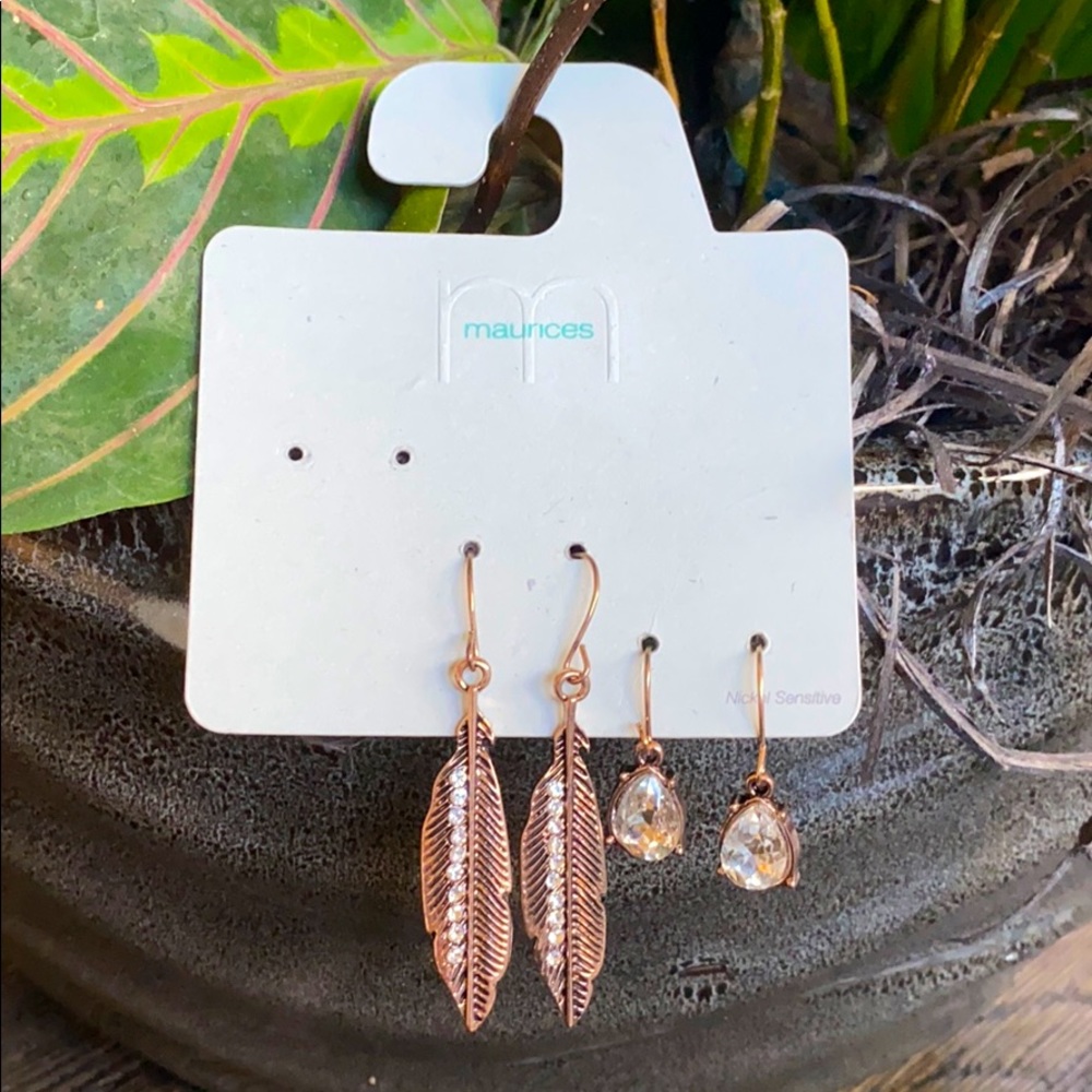 Maurices Rose Gold Earrings. 2 piece set